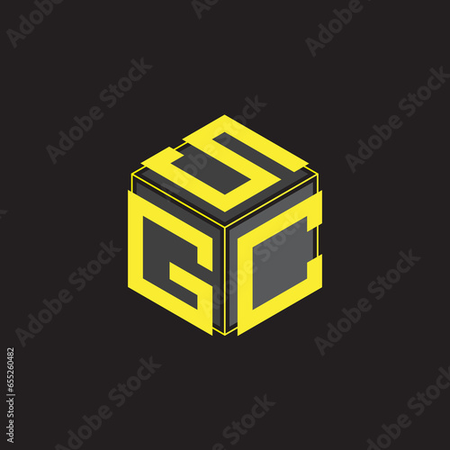 Newest modern cube logo design with yellow, black and gray color. photo