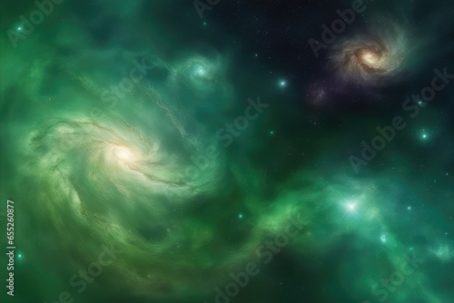 Tea green outer space view artwork