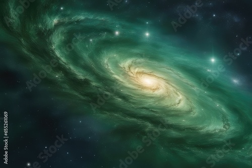 Mantis-green galactic sky concept