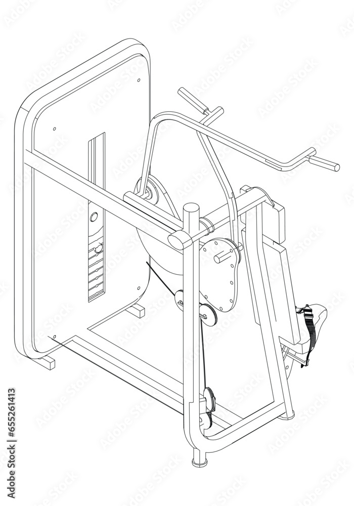 T line pull down machine. Fitness, cardio, and muscle building machines, equipments set at gym. Workout and training concept. Vector illustration. T line pull down machine. Fitness, cardio, and muscle building machines, equipments set at gym. Workout and training concept. Vector illustration.