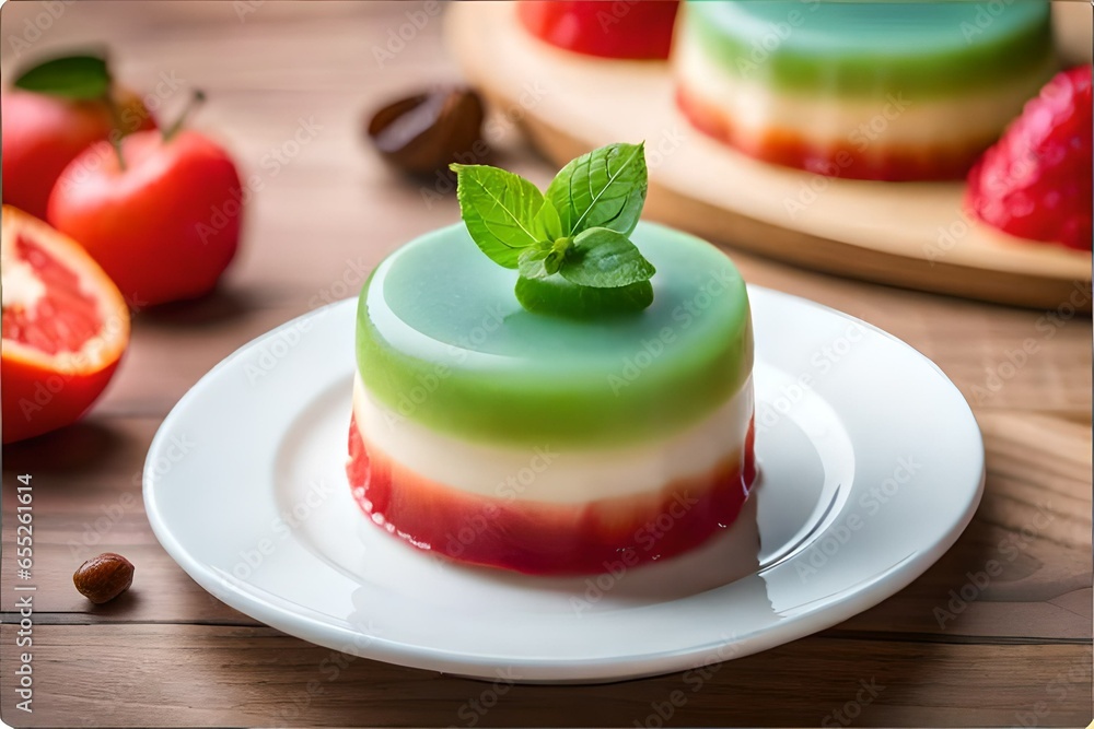 dessert with jelly and mint  generated by AI