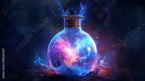 Magic potion background created with Generative AI photo
