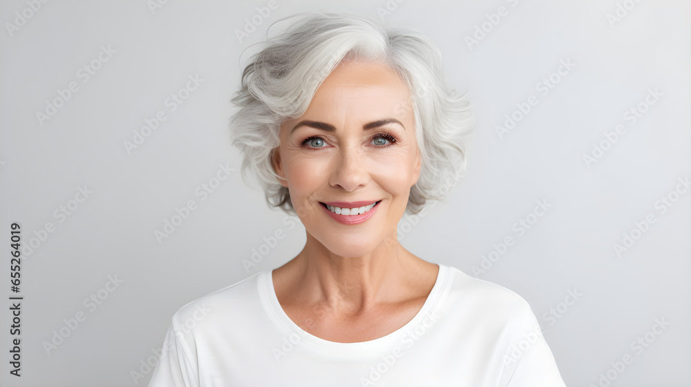 A beautiful Mature woman looking at camera isolated on white A beautiful Mature woman looking at camera isolated on white