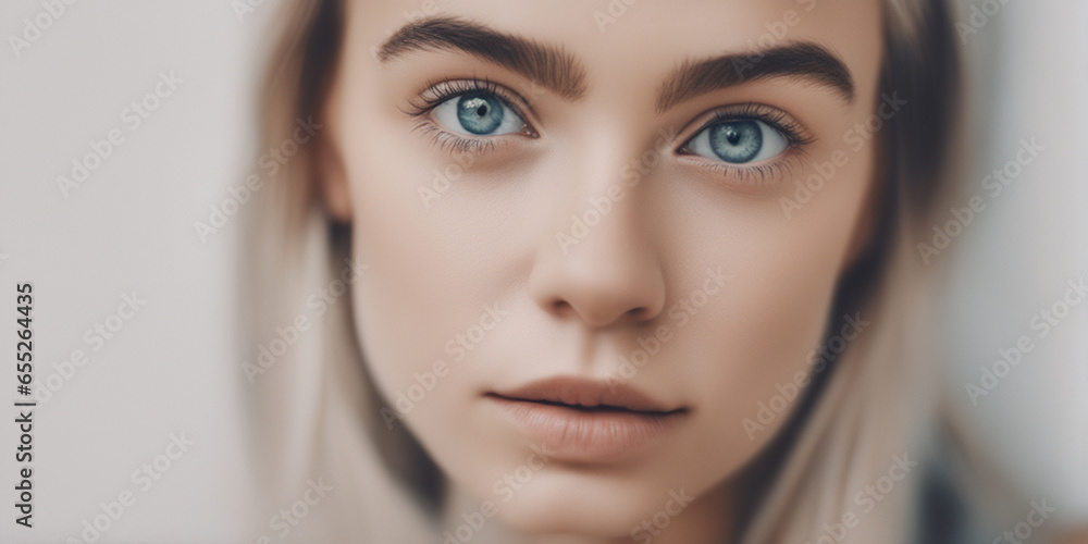 Beautiful woman good career nice fashion half body eye contact and background empty space for design Beautiful woman good career nice fashion half body eye contact and background empty space for design