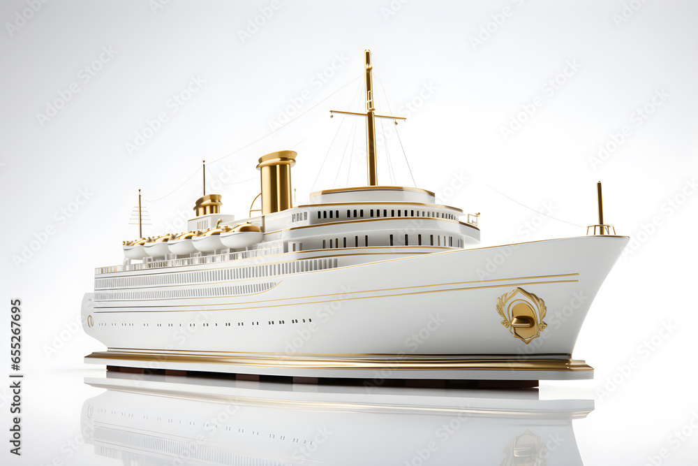 White luxury yacht on a white background. 3d render illustration, Ai Generated