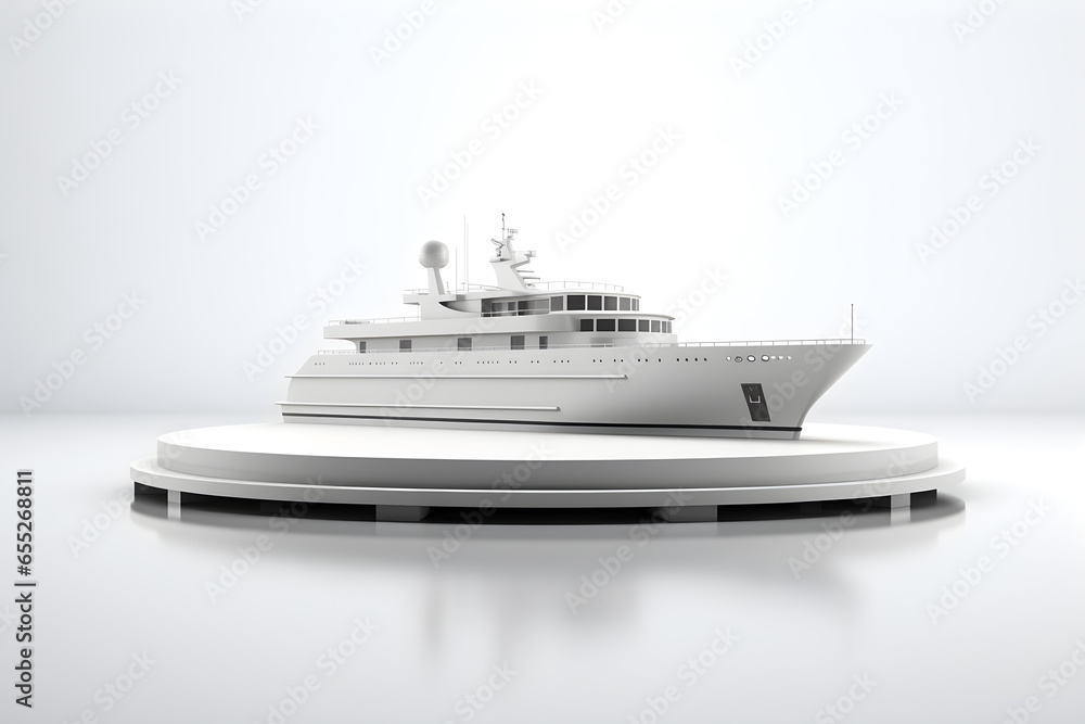 White yacht on a white background, 3d rendering, AI Generated
