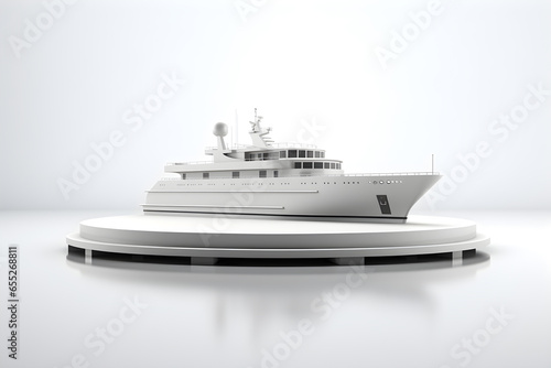 White yacht on a white background, 3d rendering, AI Generated © Mediapro