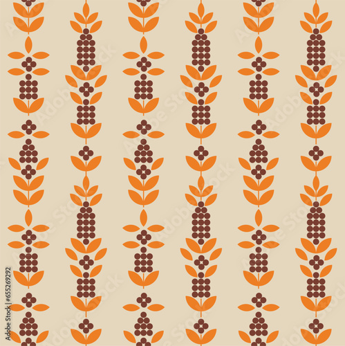 Seamless pattern with coffee tree branches. Design illustration in minimalistic style.