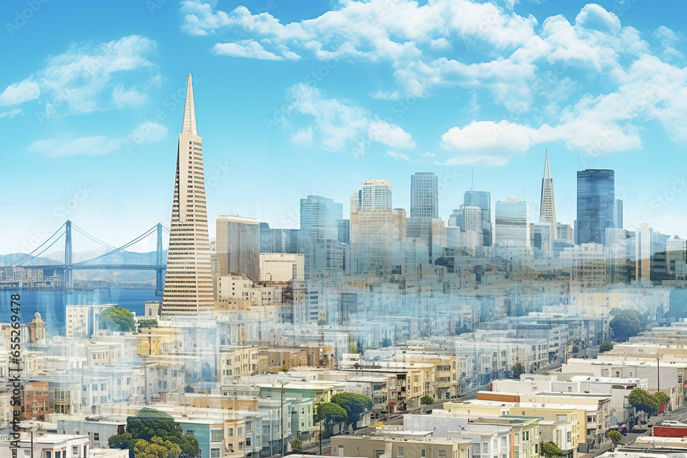 Panoramic cityscape view of San Francisco