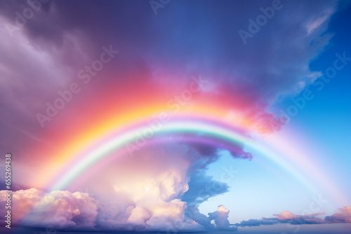 The breathtaking sight of a double rainbow arching across the sky after a rainstorm, signifying the love and creation of optical marvels in the atmosphere, love and creation