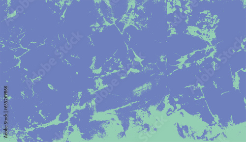 Abstract grunge texture blue and green neon colors background. Paint liquid splashes. Rough acrylic paint surreal structure. Modern digital backdrop. Cracks, scuffs, scratches. Ink slaps. Vector