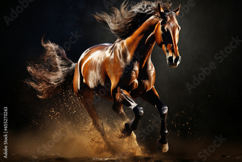 The powerful stride of a horse as it clears a jump, capturing the love and creation of athleticism and precision, love and creation