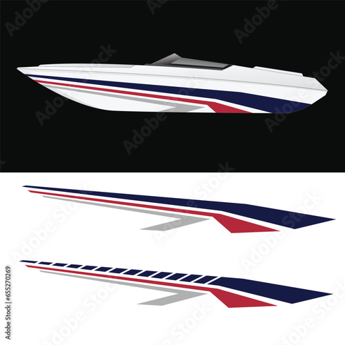 ship wrap sticker design vector. jet boat vinyl sticker