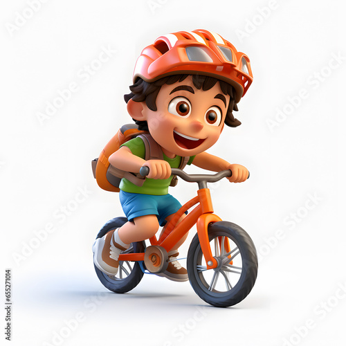 boy riding a bicycle, 3d render