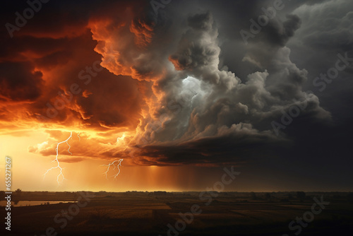 A powerful thunderstorm brewing on the horizon, capturing the love and creation of dramatic atmospheric changes, love and creation