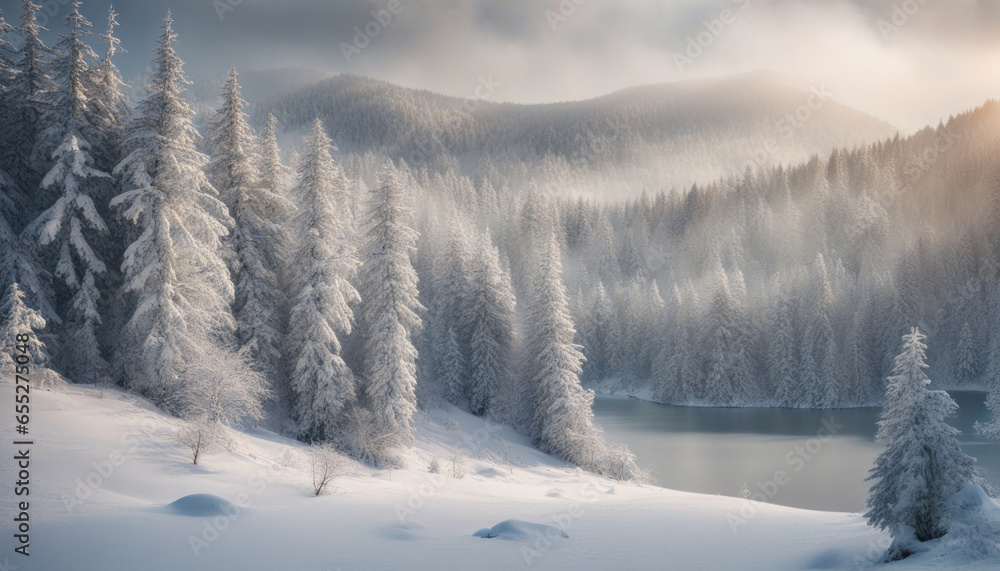 Winter Forest in the Carpathians, Lake Vito
