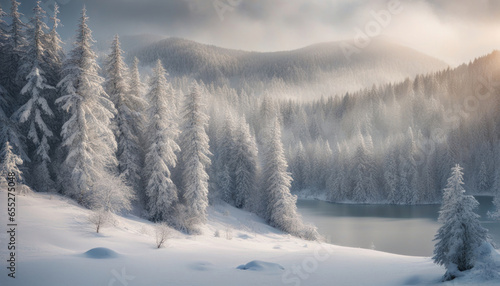 Winter Forest in the Carpathians, Lake Vito © Abood