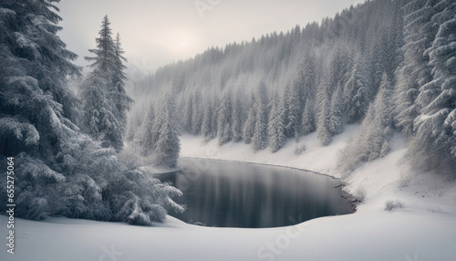 Winter Forest in the Carpathians, Lake Vito