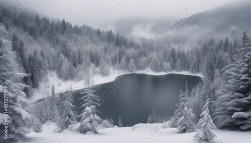 Winter Forest in the Carpathians, Lake Vito