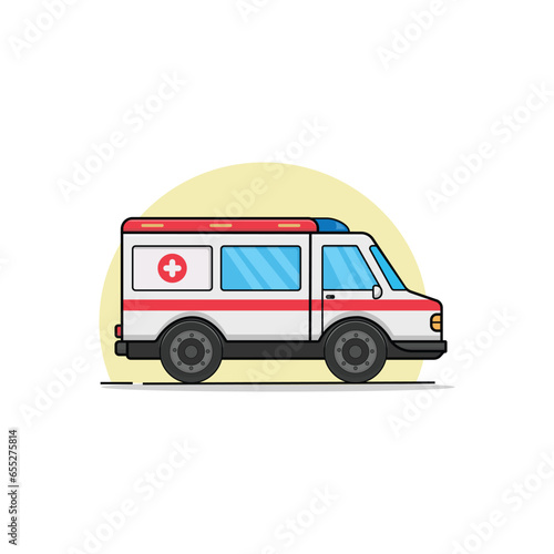 Ambulance - Vector Illustration. Flat Cartoon Style Design