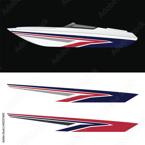 ship wrap sticker design vector. jet boat vinyl sticker photo