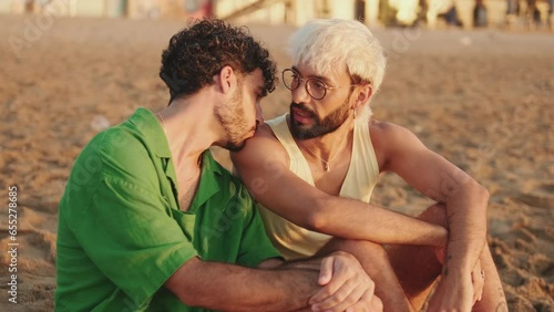 Romantic moments, gay couple spending time together