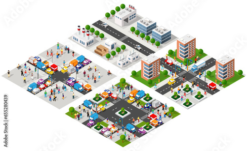 The city's lifestyle scene illustrations on urban themes with houses,
