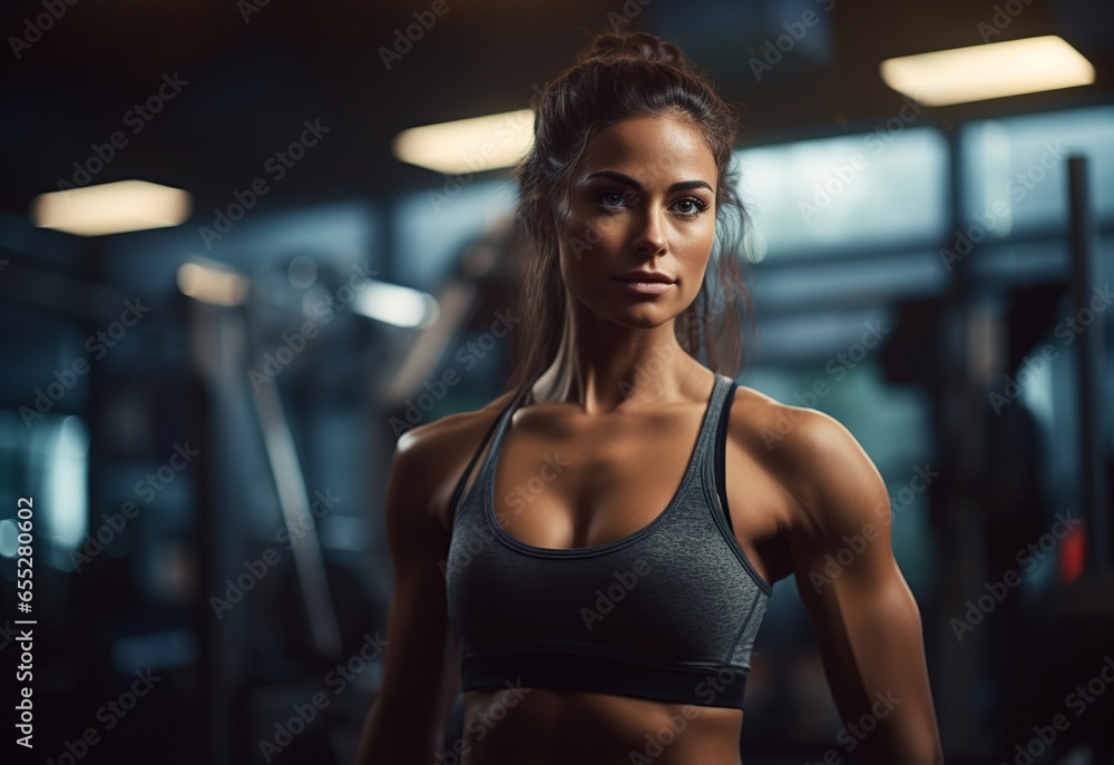 Attractive young woman working out at the gym