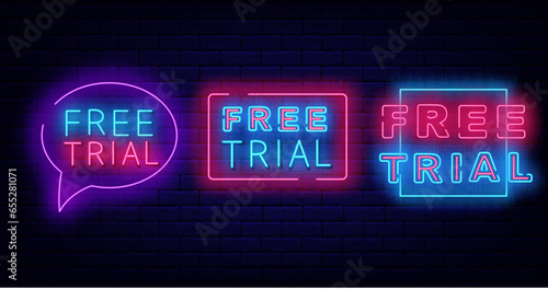 Free trial labels collection. Speech bubble and square frames. Surprise for followers, subscribe. Vector illustration
