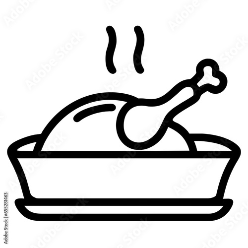 Baked chicken icon vector illustration Food and cooking vector symbols line icon for logo mobile app and website design