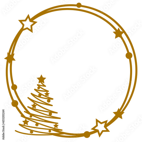 Golden christmas wreath svg, Holiday frame, Papercut file, Round winter border