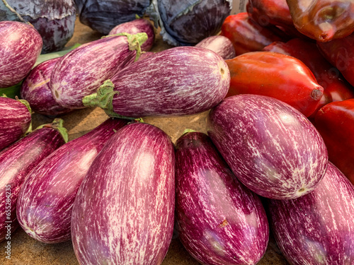 Wallpaper Mural Stacked eggplants for sale in a shop Torontodigital.ca
