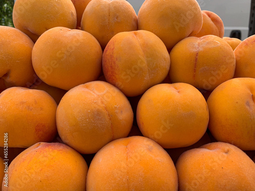 Fresh apricots for sale in a shop