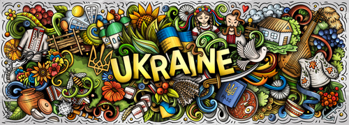 Ukraine doodle cartoon funny banner