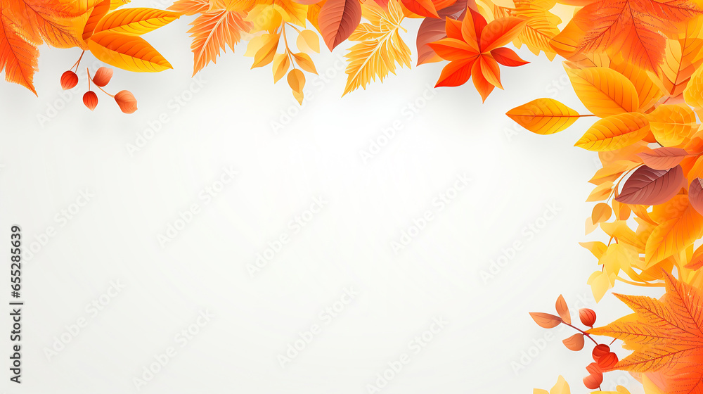 Autumn orange maple leaves, text frame. Generative AI Autumn orange maple leaves, text frame. Generative AI