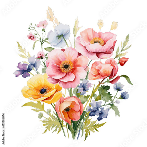 Watercolor flower decoration generative AI