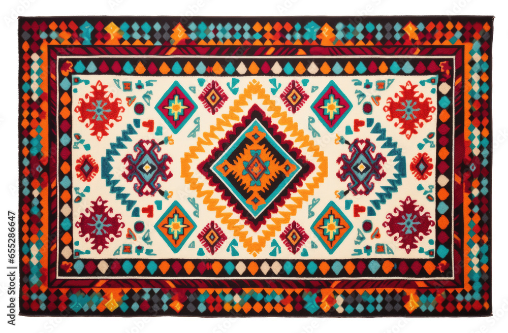 Colorful Boho patterned rug. Antique Boho carpet isolated. Colorful Boho patterned rug. Antique Boho carpet isolated.