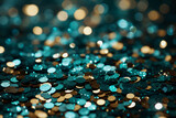 Macro capture of glittering New Year sequins background with empty space for text 