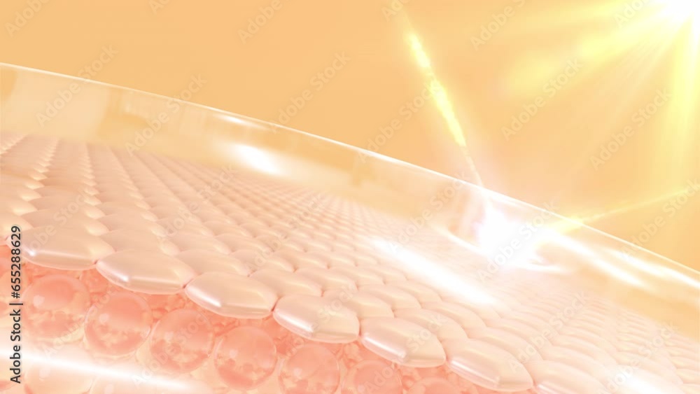 Face Absorb Animation UV-protected 3D animation of skin cells. The serum is absorbed via the ...