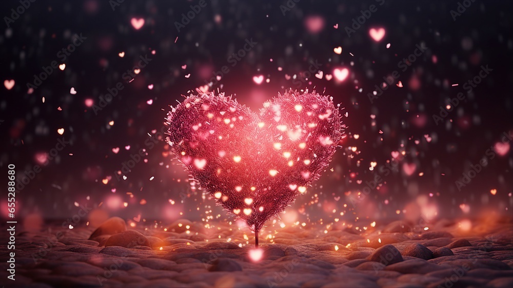 Heart-Shaped Confetti and Sparklers for Valentine's Day Celebration Photo
