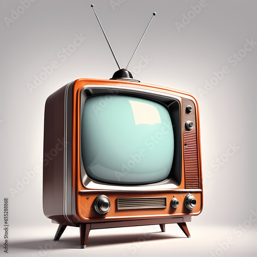 Illustrate a retro TV on a white background, evoking a nostalgic feel with its isolated, vintage charm.