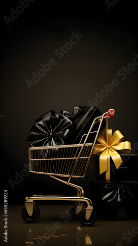 Yellow Shopping Cart for Black Friday Social Media