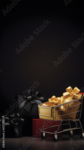 Yellow Shopping Cart for Black Friday Social Media