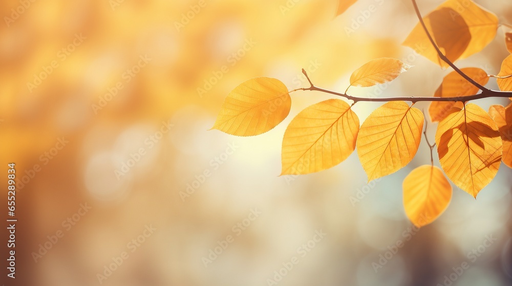 Autumn leaves on a background of bokeh with space for text. Generative AI Autumn leaves on a background of bokeh with space for text. Generative AI