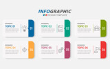 Infographic template. 6 Step timeline journey, Flat simple infographics design template. presentation graph. Business concept with numbers 6 options or steps vector illustration.