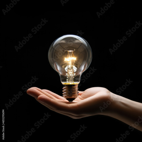 Illuminating Ideas: Hand Cradles a Glowing Light Bulb, Symbolizing Creativity and Innovation