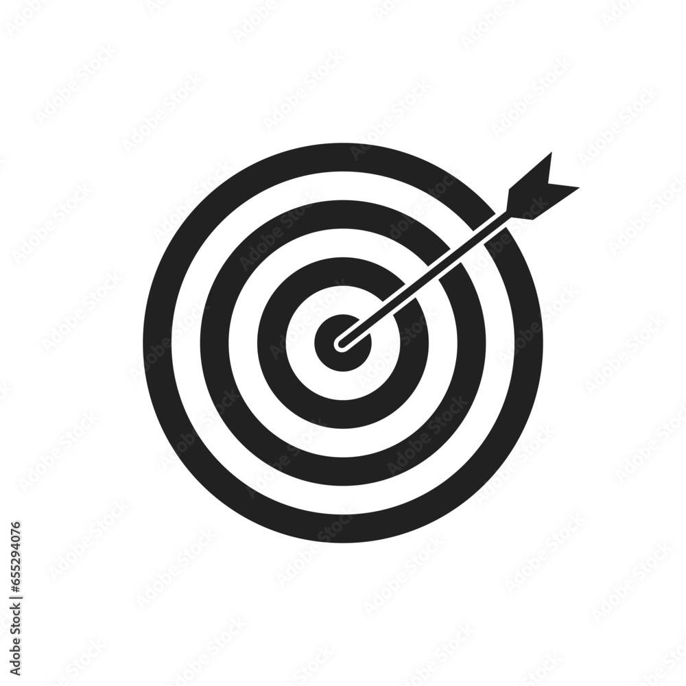 Black bullseye dart target icon. Dart target goal marketing sign. Arrow dart logo vector. Winner dart sign. Black bullseye dart target icon. Dart target goal marketing sign. Arrow dart logo vector. Winner dart sign.