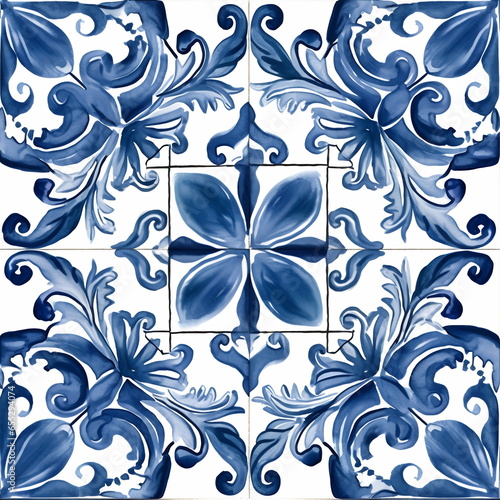 Portuguese typical traditional blue tile