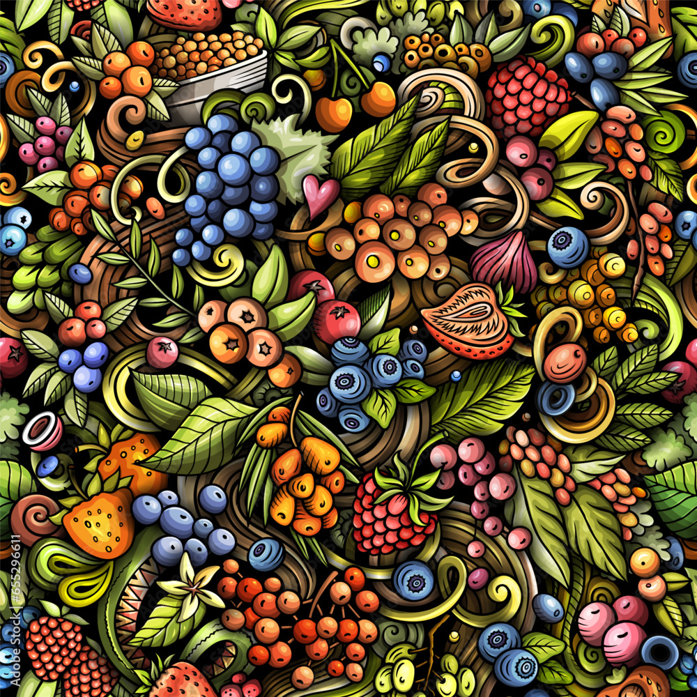 Cartoon doodles Berries seamless pattern Cartoon doodles Berries seamless pattern