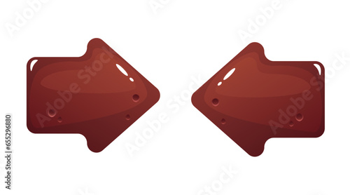Candy game button ui chocolate arrow interface isolated concept. Vector flat graphic design illustration
